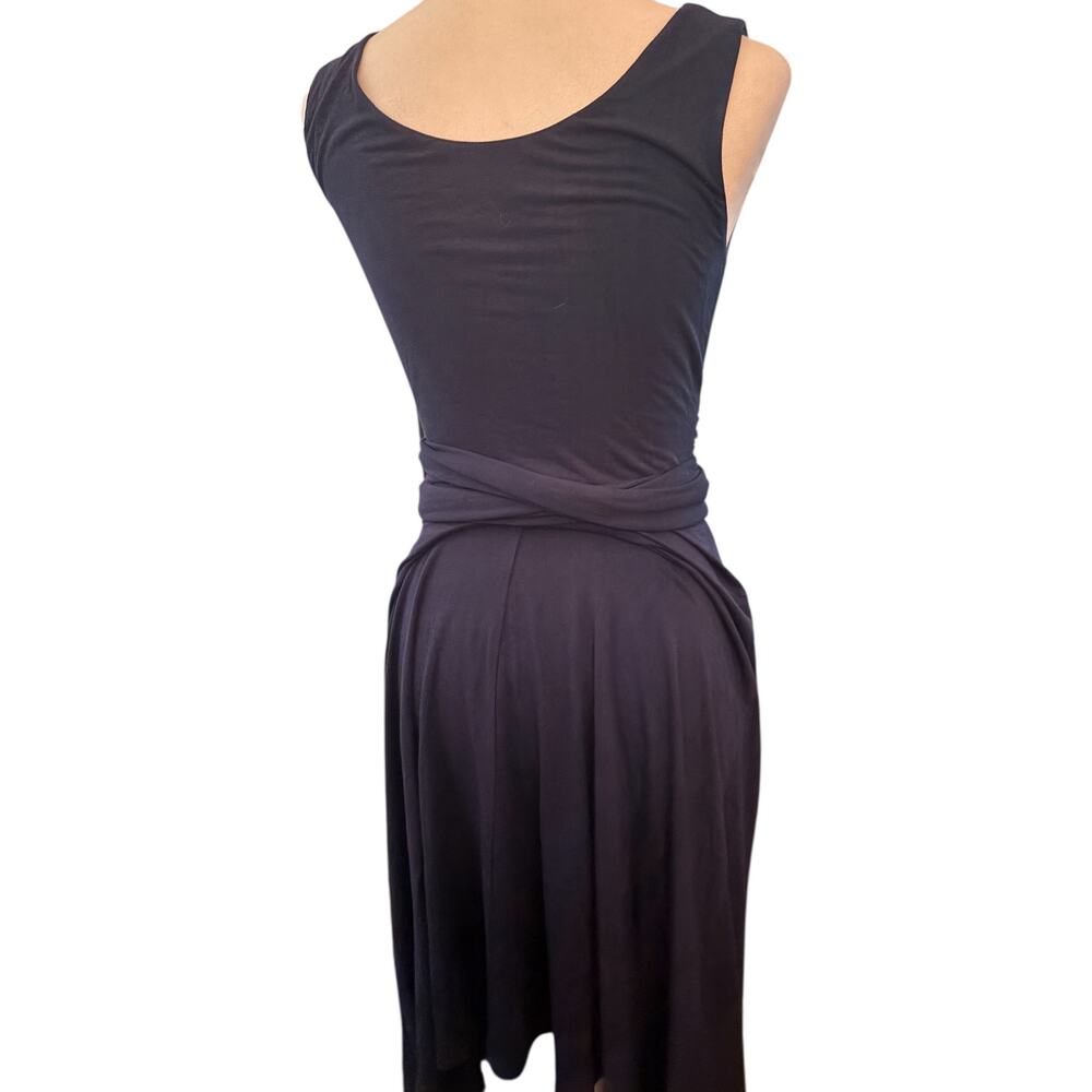 Boden Navy Jersey Wrap Dress Tie Waist Sleeveless, Size 6 Long - Picture 3 of 5